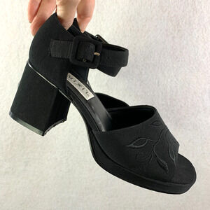 Mix It Women Y2K Chunky Block Heel US 7 Black Dressy Prom Formal Square Peep Toe